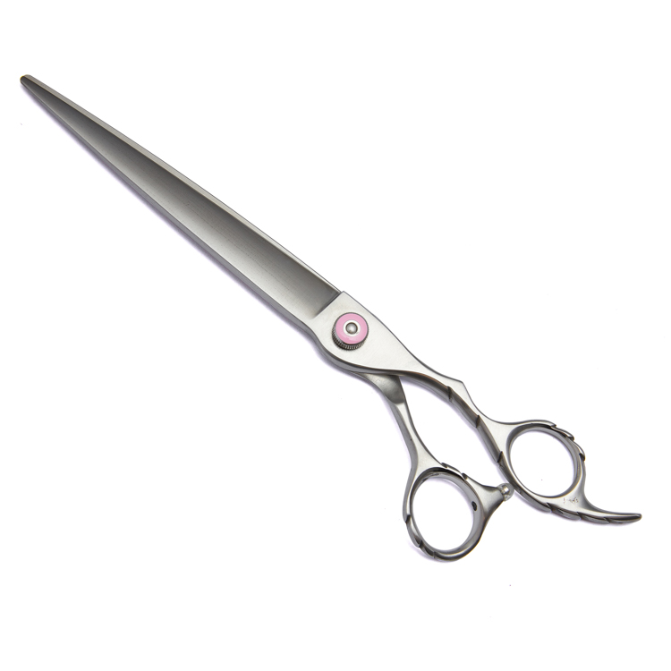 7.5 Inch Pink Stone Pet Grooming Straight Scissors Stainless Steel Hairdressing Shears 